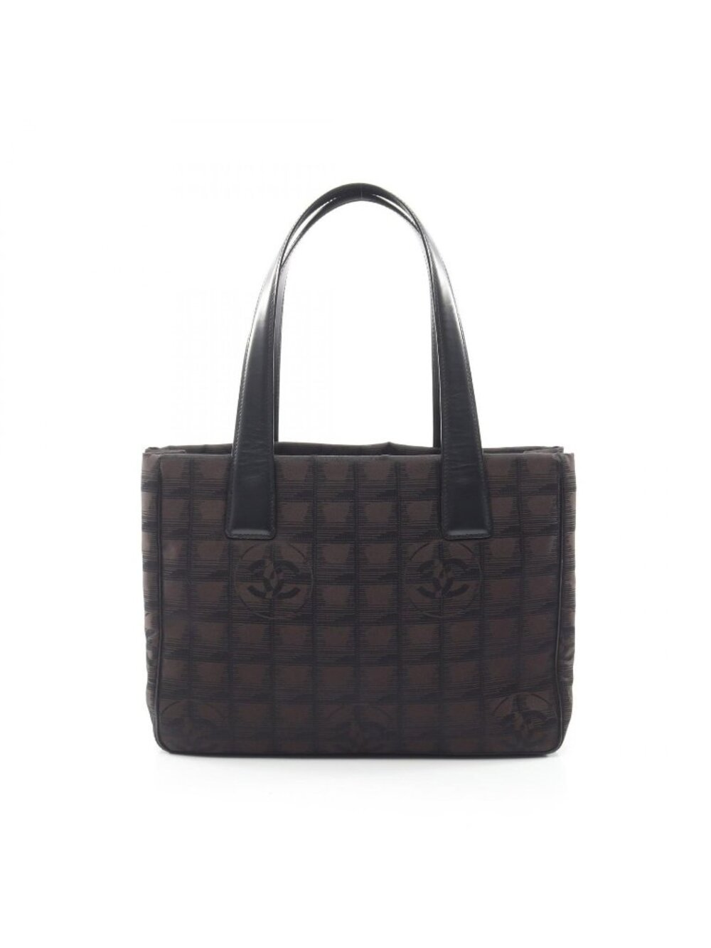 Chanel Tote Bag New Travel Line PM Dark Brown Canvas Leather PM